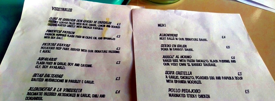 The Menu - Barrio - Nottingham (Sherwood)